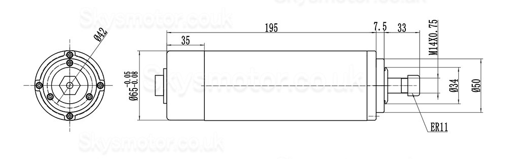 800W 110V/220V Air Cooled CNC Spindle Motor Kit JGF-F65A-800 + H100-0.75 with Spindle Drives & 13Pcs ER11 Collet Set